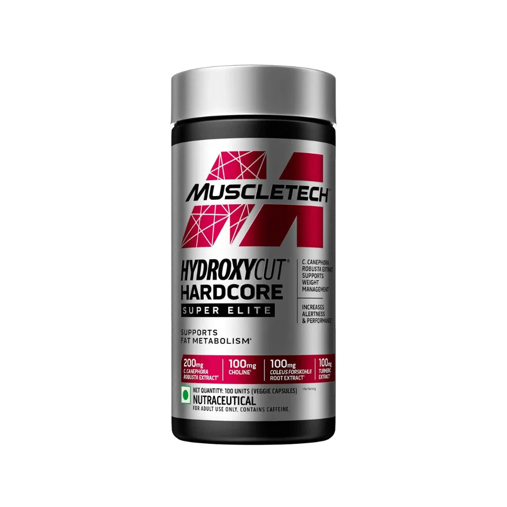 MuscleTech, Hydroxycut Hardcore, Super Elite, Supports Fat Metabolism - Pack of 100 Veggie Capsules, 170 grams