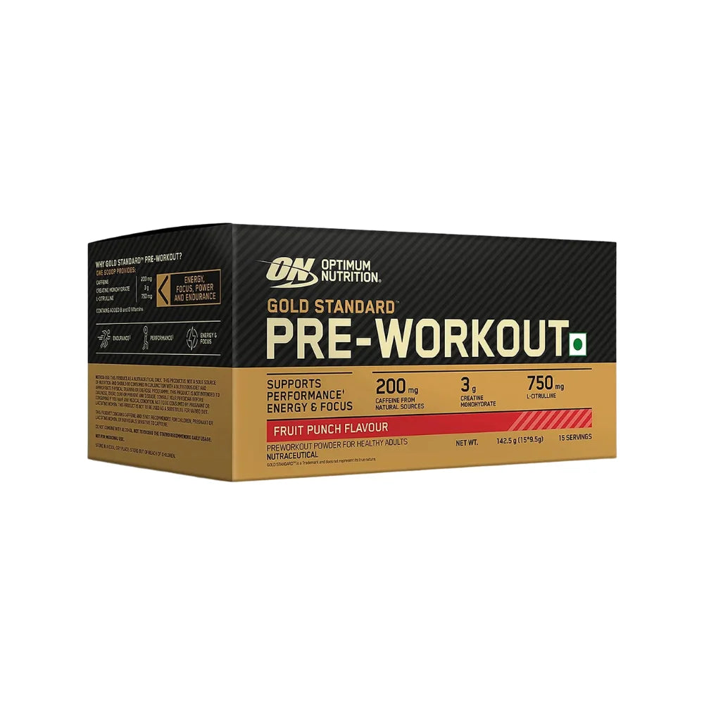 Optimum Nutrition (ON) Gold Standard Pre-Workout- 142.5g/15 single serve packs (Fruit Punch Flavor), For Energy, Focus, Power, Endurance & Performance