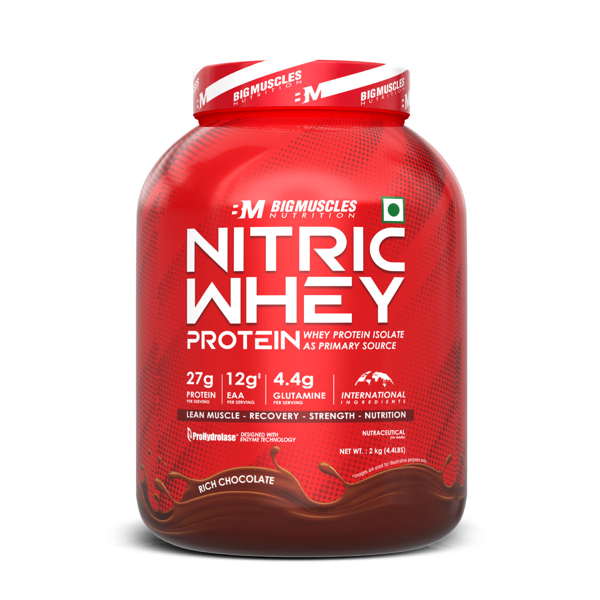 Bigmuscles Nutrition Nitric Whey protein | 27g Isolate Whey Protein | Informed Choice UK Certified ProHydrolase Enzyme Tech. for Faster Absorption & Lean Muscle Growth | Choclate| 2Kg