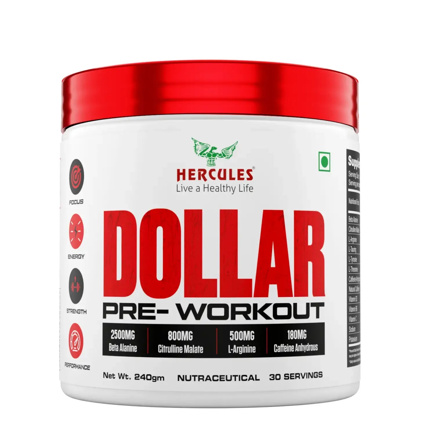 Hercules Dollar Preworkout Explosive XTREME HARD HITTING Energy and Performance Booster Pre Workout 240G