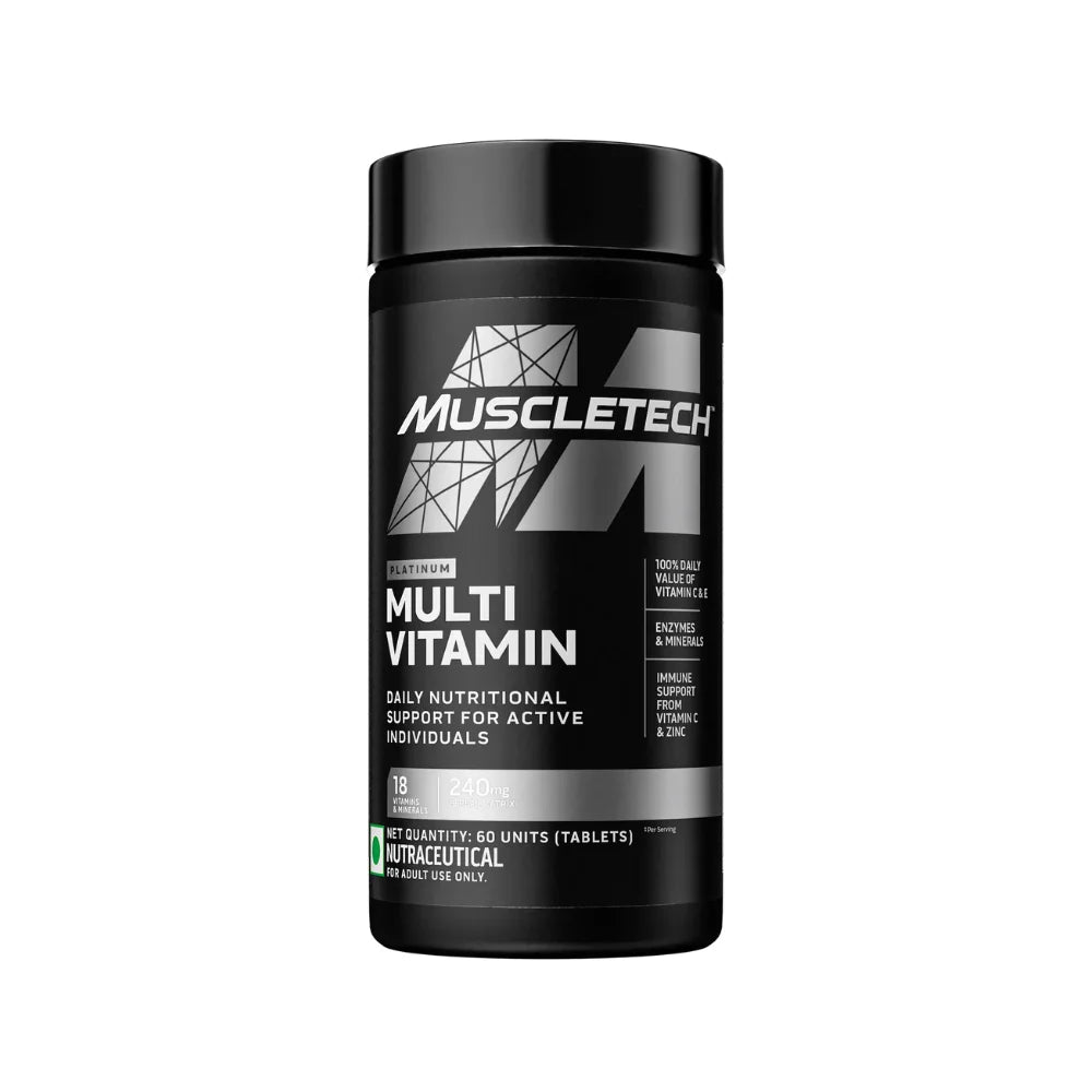 MuscleTech Platinum Multivitamin,Vitamin C for Immune Support,18 Vitamins & Minerals,60 Tablets, 150 grams