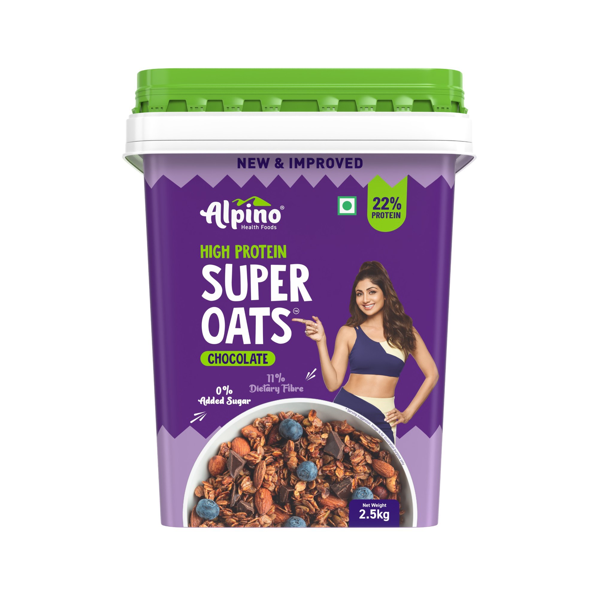ALPINO 25g High Protein Super Oats Chocolate 2.5kg – Rolled Oats with Peanut Butter, Cocoa, Nuts & Seeds – Zero Added Sugar & Salt – Source of Dietary Fibre & Healthy Fats