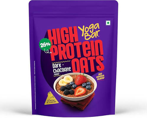 Yogabar 26g High Protein Oats 1kg , Choclate - Breakfast Cereal with Wholegrains, 26% Protein & No added sugar - Oats High Protein for Gym- Premium Protein Blend with Whey Protein Powder - with Goodness of Chia, Sunflower & Pumpkin Seeds & Probiotics for Absorption